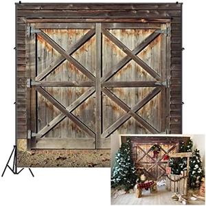 Leowefowa Rustic Barn Door Backdrop For Photography 10x10ft Western Cowboy Background Child Kids Adult Wedding Photo Shoot Wild West Theme Bday Party Banner Baby Shower Photo Booth Prop Xmas Wallpaper