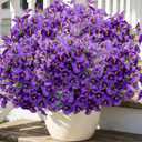24 Bundles Artificial Pansy Flowers for Outdoor, UV Resistant Faux Silk Pansies for Window Box Planter, Fake Spring Flowers for Front Door Porch Patio Yard Decor (Purple)