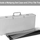 Empty Mahjong Game Set Case, Sliver Aluminum Protective Case with Mahjong Tiles Trays(Tiles not Included,2Pcs/Set,Applicable Size 1.2 * 0.9 * 0.5 in), Mahjong Set Storage Box, 20.2*8.6*3.7 inches