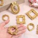 Mini Gold Frames, 1x1 Inch Vintage Resin Picture Frame Antique Photo Frames Oval Rectangle Wall Hanging Display Table Frame for DIY Jewelry Christmas Holiday Party Hotel Decor (2 Colors, 10)
