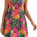 Floerns Women's Sleeveless Floral Print Sundress Halter Neck A Line Short Dress
