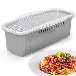 Microwave Pasta Cooker with Strainer Lid- Quickly Spaghetti Cooker- No Sticking or Waiting For Boil- Perfect Make Pasta Every Time- For Dorm, Kitchen or Office, Green (2.5 Quarts)
