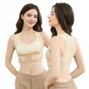 Hypoke Luxurious Upper Back Brace Posture Corrector for Women, Invisible Back Posture Corrector Women with Lycra Design, Skin-feel Upper Support Straightener, Lightweight & Breathable X-Shape Trainer (Medium)