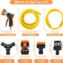 14Pc Dog Washing Hose Attachment - 9.84Ft Long Hose, 2 in 1 Hot & Cold Kitchen Faucet Connector, Y-Splitter & 8 Spray Patterns Garden Hose Nozzle for Watering, Car Wash, Cleaning and Showering Pets