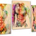 Yatsen Bridge 3 Panels Nude Man Sensual Abstract Body Wall Art Painting on Canvas Home Decor for Living Room Bar Hotel Bathroom, Framed12 x16/ 3pcs
