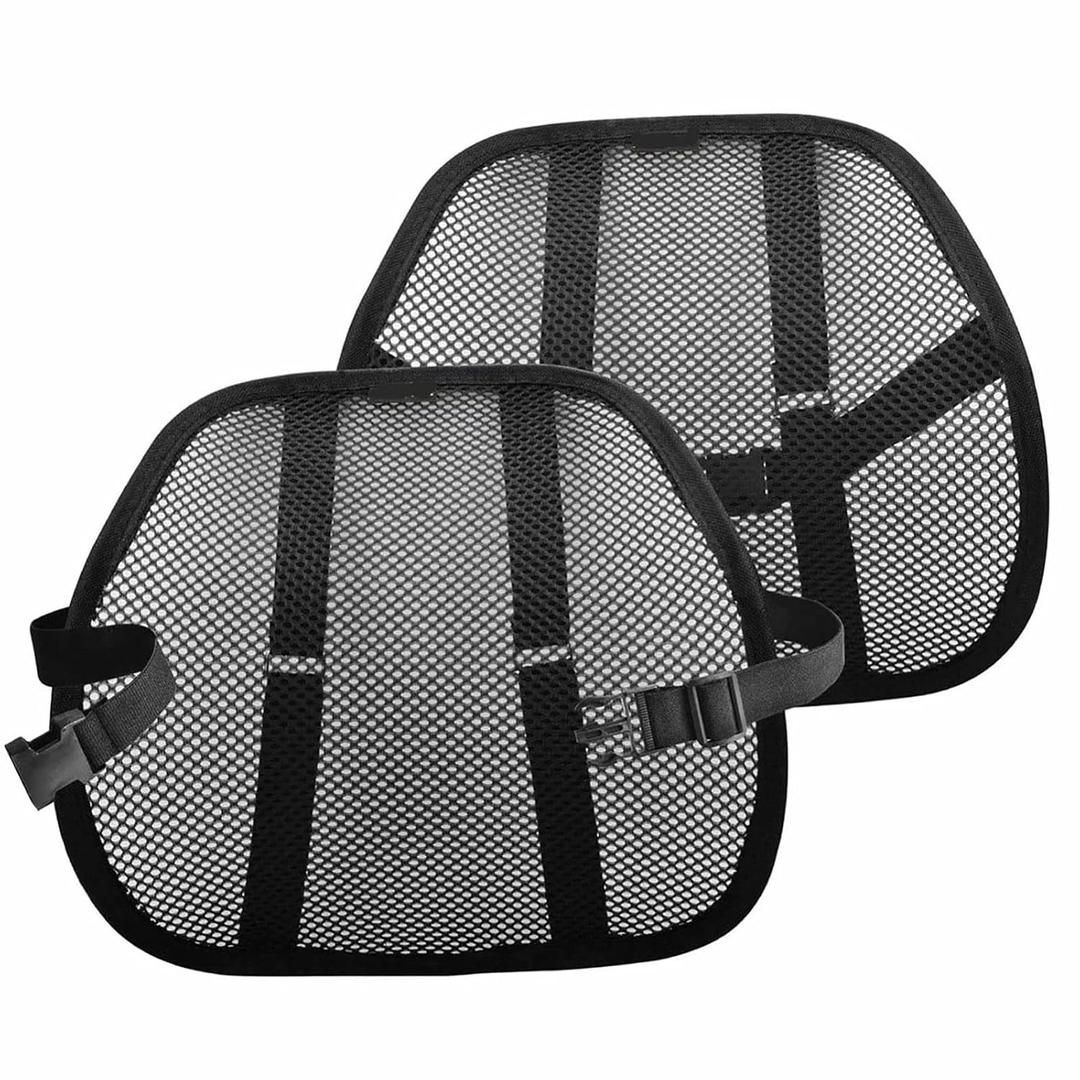 Lumbar Support Cushion 2 Pack Breathable Mesh Car Back Support Pad for Waist Protection Perfect for Car Home & Office Chair Upgraded Double-Layer Mesh Elastic Breathable Adjustable & Comfortable