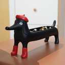 Dachshund Ring Holder, Jewelry Storage Display Stand Hand Crafts, Hand Painting (Black)