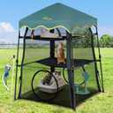 Extra Large Catio Outdoor Cat Enclosure,3 Tier Cat Tower Tent Weatherproof & Sunproof with 3 Doors, Foladable and Portable for Patio, Deck,Camping, Indoor & Outdoor(Patented)-Wave Shade