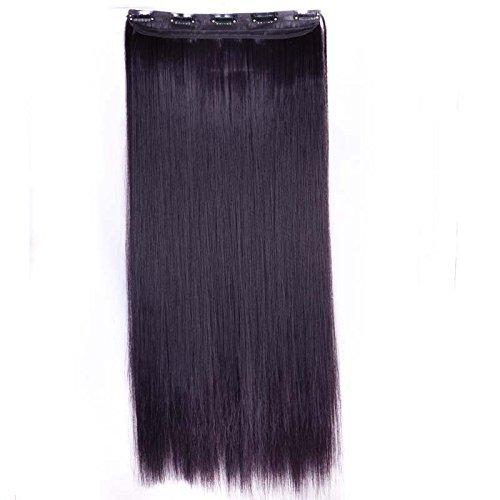 S-noilite Elegant 30"(76cm) Longest Straight Dark Black Mix Dark Purple 3/4 Full Head One Piece 5 Clips Clip in Hair Extensions