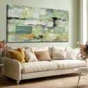 Framed Sage Green Wall Decor Modern Abstract Wall Art Neutral Brush Strokes Canvas Pictures for Living Room Graffiti Wall Art for Dining Room Home 24x48 Inch