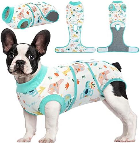 Kuoser Recovery Suit for Dogs Cats After Surgery, Professional Pet Recovery Shirt Dog Abdominal Wounds Bandages, Substitute E-Collar & Cone,Prevent Licking Dog Onesies Pet Surgery Recovery Suit, S