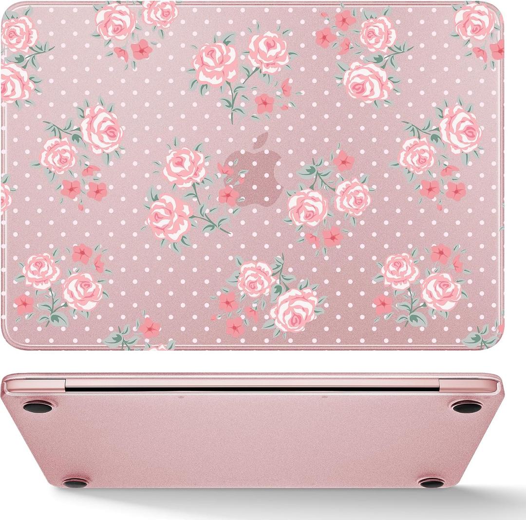 May Chen for MacBook Neo Case 13 inch 2026 | 100% Match Official Color | Pattern Printing, Anti-Crack & Scratch & Fingerprint | Protective Hard Shell Cases Laptop Model A3404 - Polka dot Floral