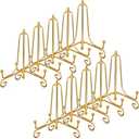 10 Pack 4 Inch Iron Plate Stands for Display, Plate Holder Display Stand, Gold Easel Stands for Photo, Picture Frame, Decorative Dish, Book and Tabletop Art (Gold, 4 Inch)
