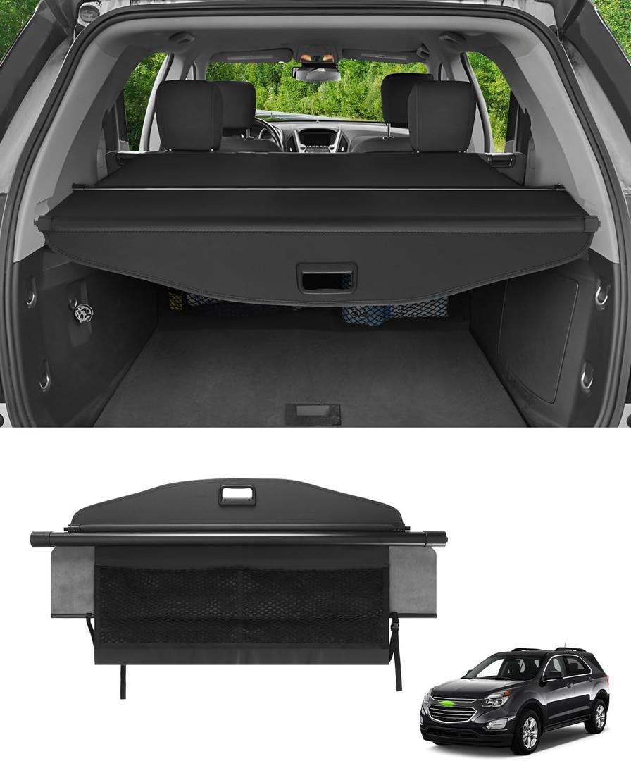 Autorder Cargo Cover for 2010-2017 Chevrolet Chevy Equinox & GMC Terrain Accessories Upgraded Trunk Shade Cover No Gap with Storage Cargo Net Retractable Security Shield Shade