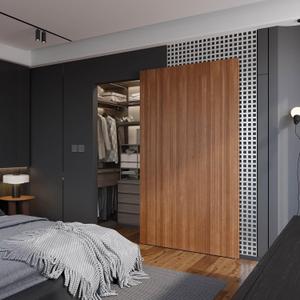 48inch Concealed Sliding Barn Door Hardware with Soft Close Mechanism, Wall Mount System, Fit MIN Opening Width 40in, Invisible Floor Track, Aluminum(Door is not Included)