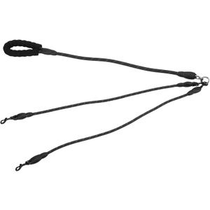 Reflective Dog Leash with 360 Rotation | Twist - Avoidant Hands Unrestrained Leash for Two Dogs | Comfortable Foam Handle for Hiking/Camping/Beach Walking (2 Heads) (Black)