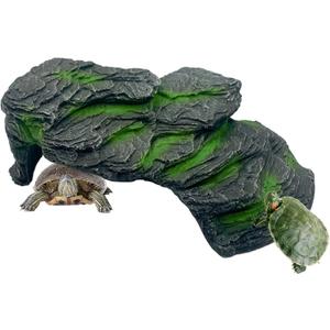 Resin Turtle Basking Platform,Turtles Rock Dock Climbing Ramp Cave Hideout Decor Reptile Terrariums Resting Terrace Stone Habitat Decoration for Small Lizards, Frogs, Snakes,Chameleon