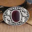 Western Belt Buckle Longhorn Eagle Rooster Cowboy Rodeo Belt Buckles Cowboy Accessories for Men Women (2# Opal)