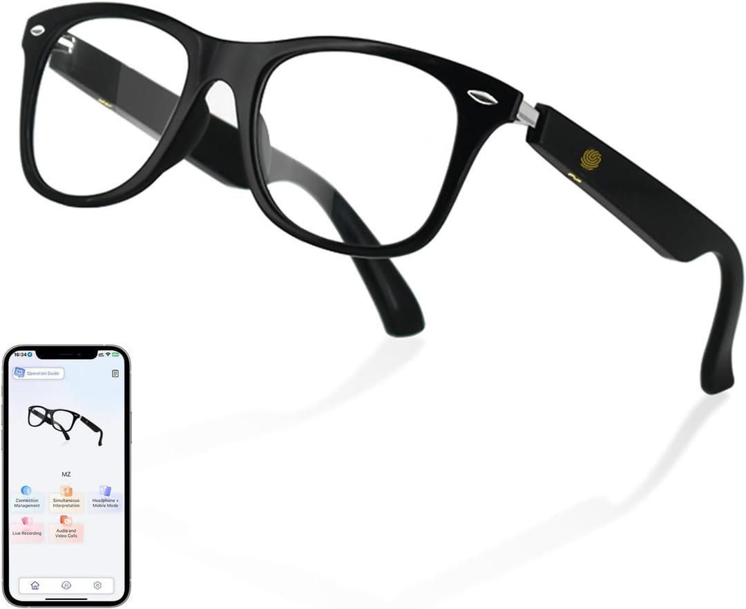 AI Smart Translation Glasses, Noise Reduction & Anti-Blue Light, Powered By GPT, Support 110+ Languages Multi-Functional Translator Glasses, Unisex Audio Bluetooth Glasses for Work, Game & Reading