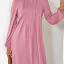 PRETTYGARDEN Fall Dresses for Women 2026 Long Sleeve Mini Short Flowy A Line Casual Holiday Party Tunic Dress Fashion Clothes (Pink, M)
