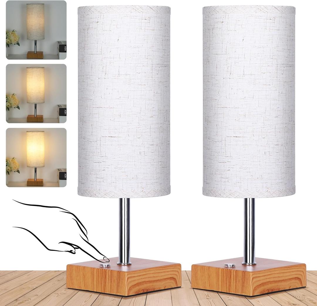 Cordless Table Lamp, Rechargeable Lamp Touch Control Dimmable, Battery Operated Small Bedside Table Lamps for Night stand, Cordless Desk Lamp with Linen Fabric Shade for Bedroom,Home,Office,Dorm (12 Inch, Flaxen)