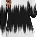 Zeagoo Long Sleeve Shirts for Women Crew Neck Casual Fall Fashion Blouses Basic Tunic Tops Dressy Work Clothes (Medium, Black White-jb204)