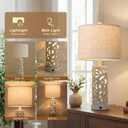 OYEARS Bedside Table Lamps Set of 2 with USB & Night Light, 22'' Farmhouse Bedroom Lamps for Nightstand, Vintage Table Lamps for Bedroom Living Room Home Offce (Bulb Included)