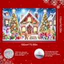 Christmas Banner Gingerbread House Xmas Backdrop Snowman Gingerbread Man Gifts Christmas Trees 71x43 Inches Winter Wonderland Holiday Indoor Outdoor Party Photo Background Decoration