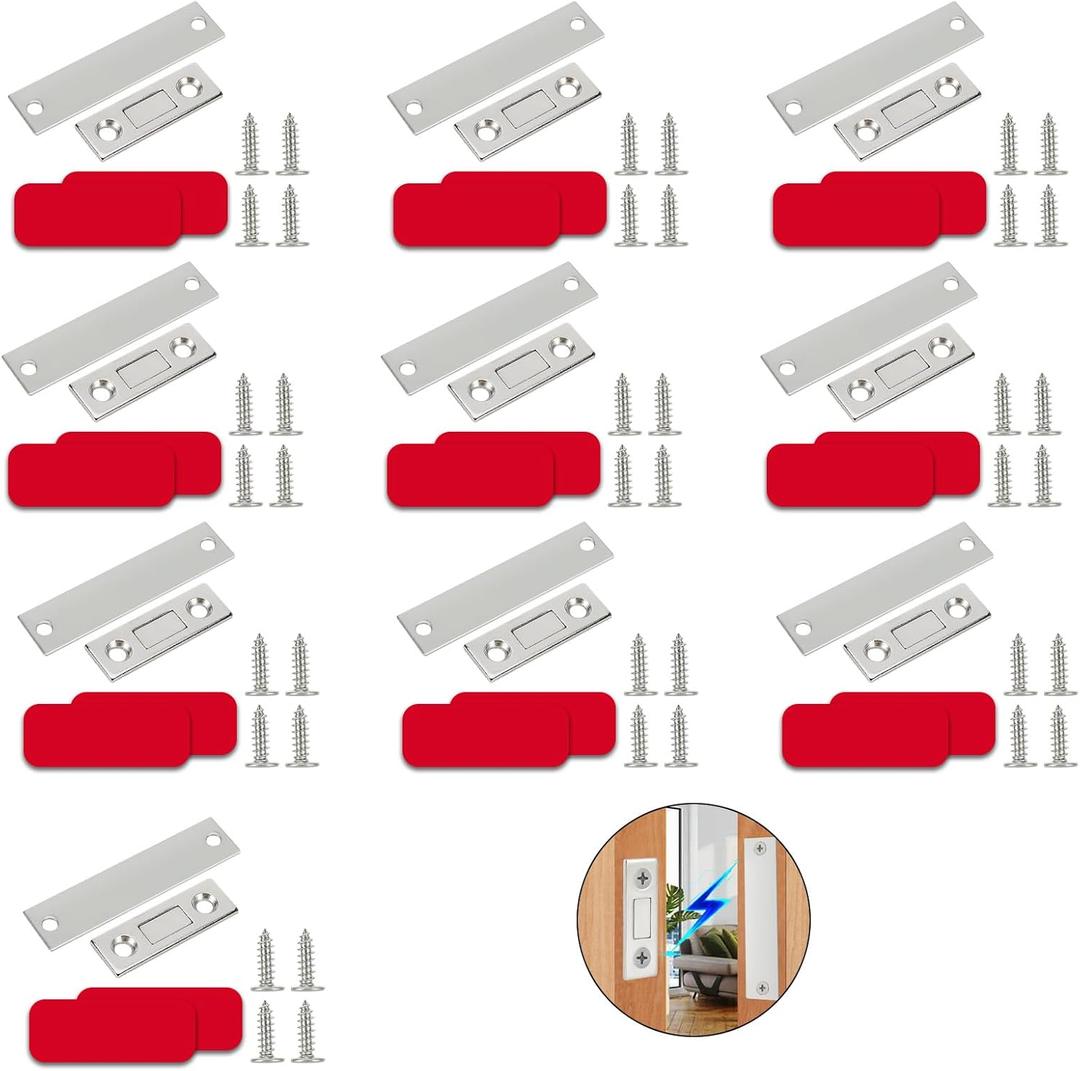 Cabinet Magnetic Catch 1/10" Ultra Thin Cabinet Door Magnetic Catch Cabinet Latch for Drawer Magnets, 10 Pack Adhesive Magnetic Drawer Locks for Sliding Door Closure Kitchen Closet Closer