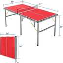 Foldable Ping Pong Table, 6FT Mid-Size Table Tennis Game Set,Portable Ping Pong Tables with Net, 2 Table Tennis Paddles and 3 Balls,Instant Setup,No Assembly Required