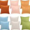 Mixweer 12 Pcs Colorful Velvet Pillow Covers 18 x 18 Inches Decorative Throw Pillow Covers Farmhouse Cozy Couch Cases Soft Square Throw Pillowcase for Sofa Bed Home Decor