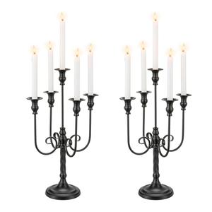 Candeldo Black Candelabra Halloween Decorations: 20 Inches Gothic Candle Holder 5 Arm Metal Candlestick Stand for Table Fireplace Victorian Decor Set of 2