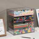 Stackable Storage Drawers, Plastic Storage Bins for Home Office, Bathroom, Kitchen, Pantry, Clear Desk Organizer for Accessories, Marker, Pencils, Books, Art Crafts, Makeup (6 Drawers)