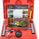 Tire Repair Kit by Boulder Tools - Heavy Duty Plug Kit for Cars, Trucks, Motorcycles, ATVs - Complete Flat Fix Automotive Tools Set with Storage Case, Valve Tool, Pliers, and Repair Plugs