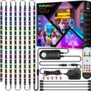 8 PCS RGB Under Cabinet Lighting Kit, 12v Motion Sensor LED Light Strip with Remote, ETL Listed Power Adapter, Music Sync Color Changing Led Lights for Shelves, Cabinet, Counter, Bookcase, 13ft