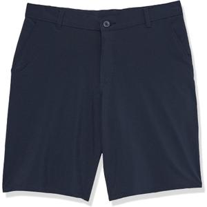 Izod Boys' School Uniform Flat Front Khaki Shorts, Moisture Wicking Performance Fabric, Wrinkle & Fade Resistant (12, Navy)