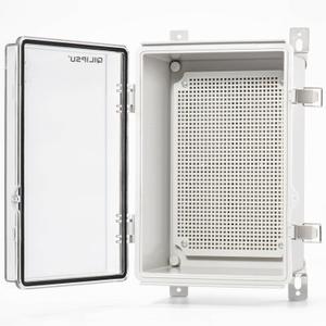 QILIPSU Waterproof Junction Box IP67 Outdoor Plastic Electrical Project Enclosure Weatherproof with Mounting Plate, Wall Brackets, Hinged Clear Cover 11.2"x7.7"x5.1" CC