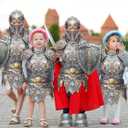 12 Sets Medieval Knight Armor Costume Craft Kit Knight Party Decorations Paper Helmets Armor Toy Swords Shield Costume Favor Gift for Halloween Medieval Dress up Activity Party Favor Decoration