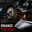 ALOANES 52-Slot Metal Wrench Organizer, Heavy Duty Tool Tray for Tool Box, Fit SAE & Metric Wrench Storage, 4 Pack Wrenches Holders(Black)