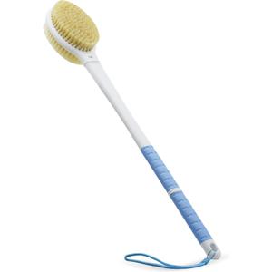 Shower Brush with Soft and Stiff Bristles,20.5" Extra Long Handle Dual-Sided Back Scrubber Bath Brush Body Exfoliator for Wet or Dry Brushing (Extra Long Handle) (Blue)