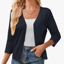 GRACE KARIN Women's 2025 Cropped Cardigan 3/4 Sleeve Lightweight Crochet Shrug Hollowed-Out Knit Sweater Tops XL