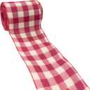 10 Yards Burgundy and Ivory Buffalo Plaid Burlap Ribbon 4 Inch Wired Edge Farmhouse Decor Tartan Check Pattern Ribbon for Big Bow,Fall Wreath,Gift Wrapping,Crafts(Burgundy/Ivory)