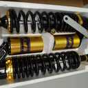 Newsmarts 2pcs Adjustable 15.75" 400mm Motorcycle Air Shock Absorbers for HONDA for Suzuki for Yamaha for Kawasaki ATV Go Kart Quad Dirt Sport Bikes, Gold and Black