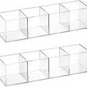 Epakh 1 Pieces 4 Compartment Acrylic Cube Organizer 4 Section Clear Acrylic Pencil Holder Small Drawer Organizer for Makeup Brush Crayon Desk Home Office Back to School Supplies, Clear