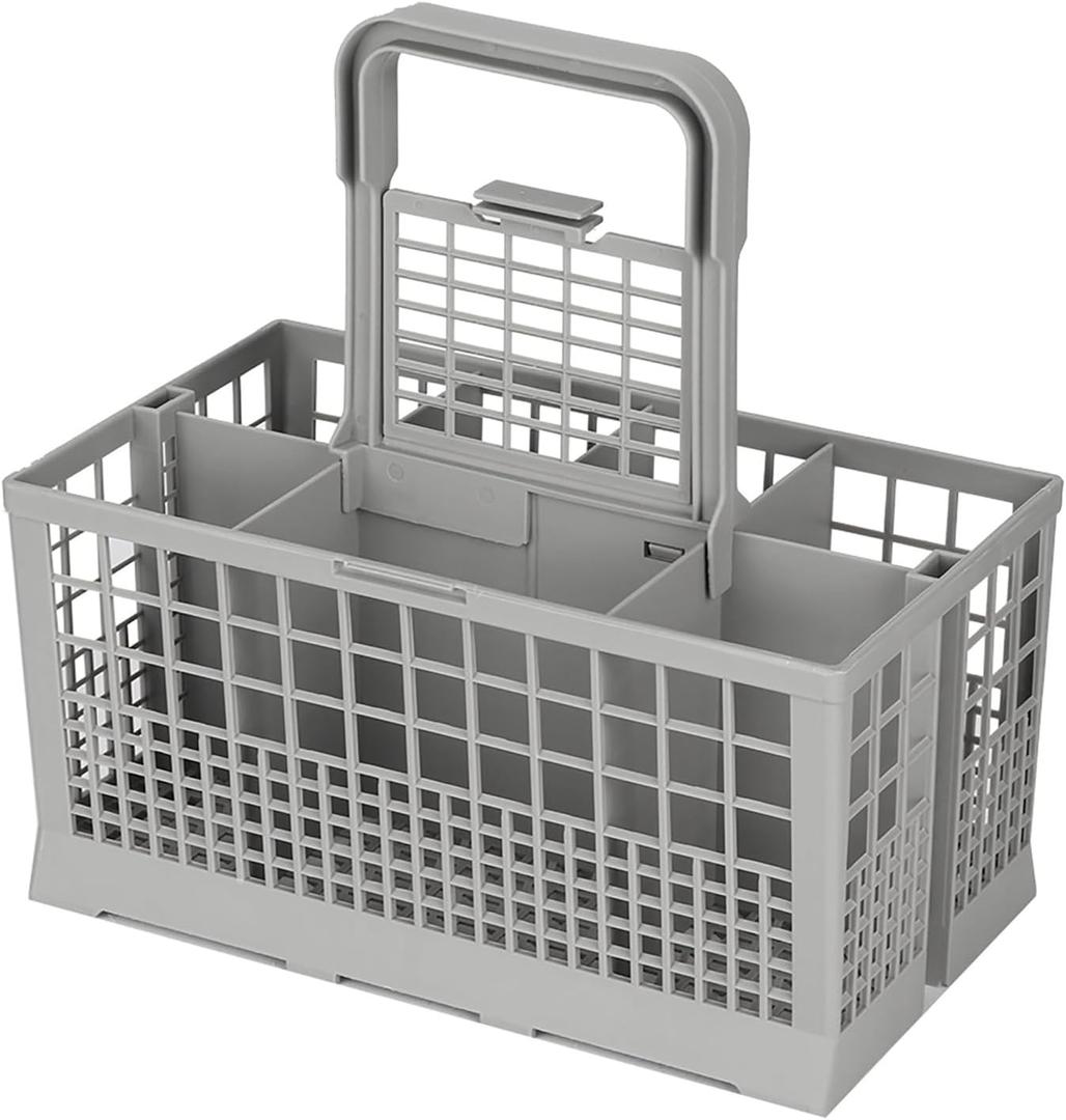Dishwasher Silverware Baskets with Removable Handle, Universal Cutlery Utensil Basket Replacement Box, Bottle Basket with 7 Compartments for Small Items Multipurpose Dishwasher