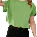 Girls Short Sleeve Crop Tops Kids Fashion Athletic Crew Neck Cropped T Shirts Casual Basic Tees