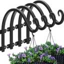 4 Pack 12Inch Plant Hanger, Sturdy Hanging Plant Bracket Hooks Outdoor, Bird Feeder Hanger for Bird Feeders, Planters, Lanterns, Wind Chimes Indoor Outdoor (Black)