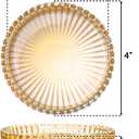 Elsjoy 8 Pack 4 Inch Glass Coasters for Drinks, Amber Tone Modern Clear Coaster Set, Round Crystal Glass Pillar Candle Holder Plates for Table Centerpieces, Home Decor