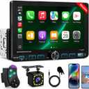 7" Single Din Car Stereo with Wireless Apple CarPlay,IPS Touchscreen,Bluetooth 5.2 Car Radio with Backup Camera,FM/AM/RDS,Android Auto,SWC,GPS Navigation,USB,Type-C Fast Charging