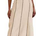 Wenrine Womens Sleeveless T Shirt Dress Summer Contrast Stitch Ribbed Knit Tank Maxi Dresses (Small)